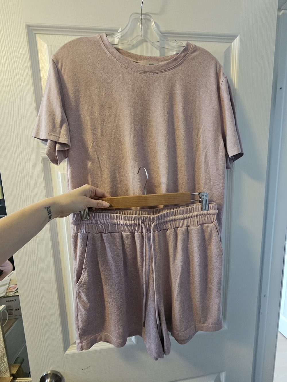 Soft Knit Lavender Pink Short Sleeve Top & Shorts Lounge Set